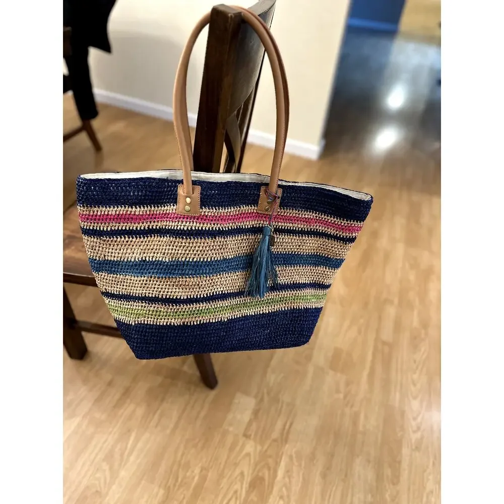 New with Tags! Tori Richard Large Straw Tote - Picture 1 of 6